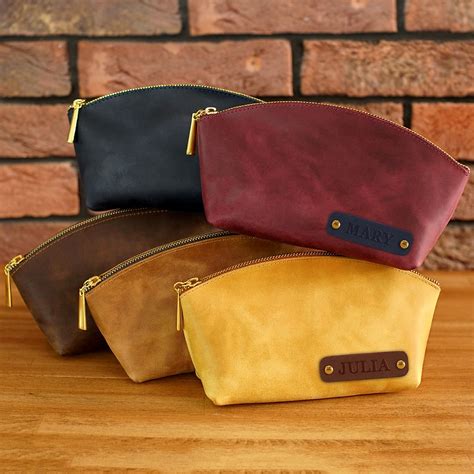 personalized leather cosmetic bag.